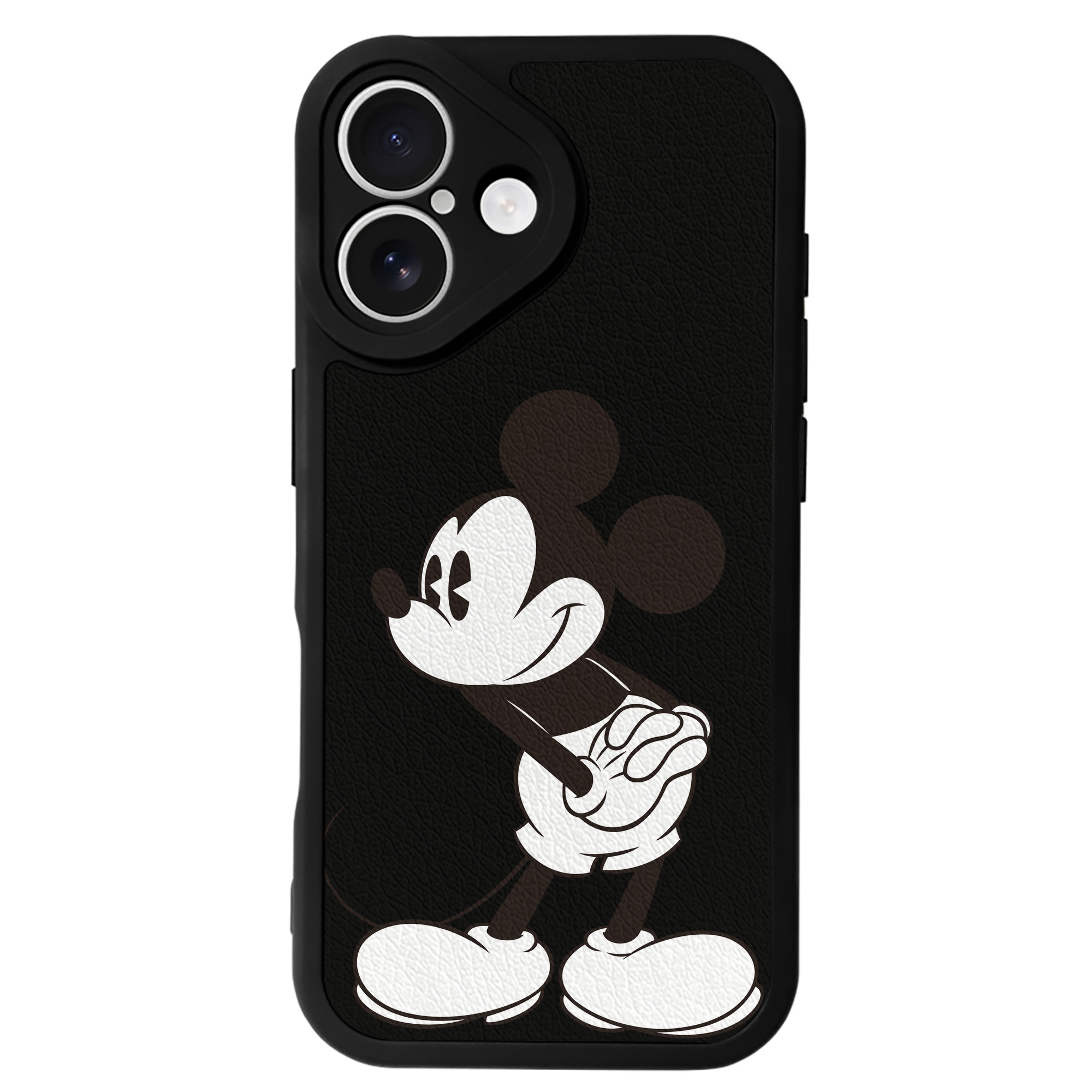 （画像用） ミッキーマウス Mickey Mouse 【iPhone 16シリーズ対応】シリコンスマホケース（レザー調） 材質：シリコン